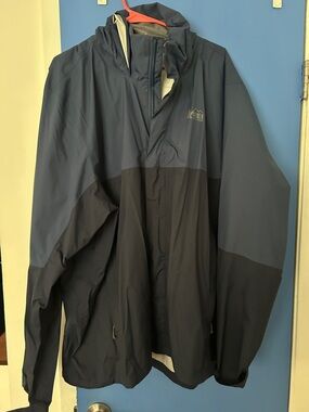 REI Men's Waterproof Hooded Jacket in Navy/Black
